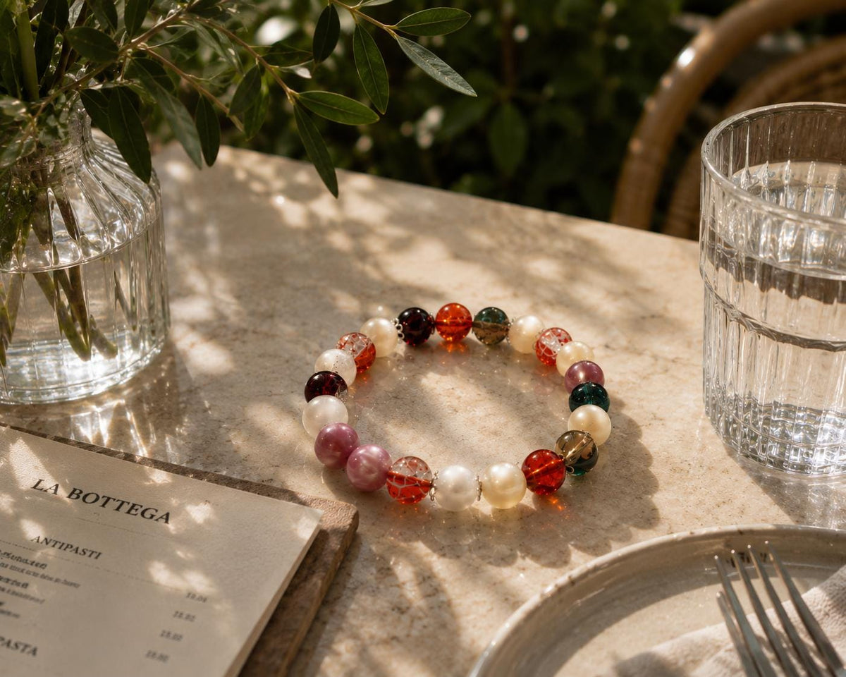 Colorful Recycled Glass Bracelet, Abstract Mirror-Inspired Jewelry