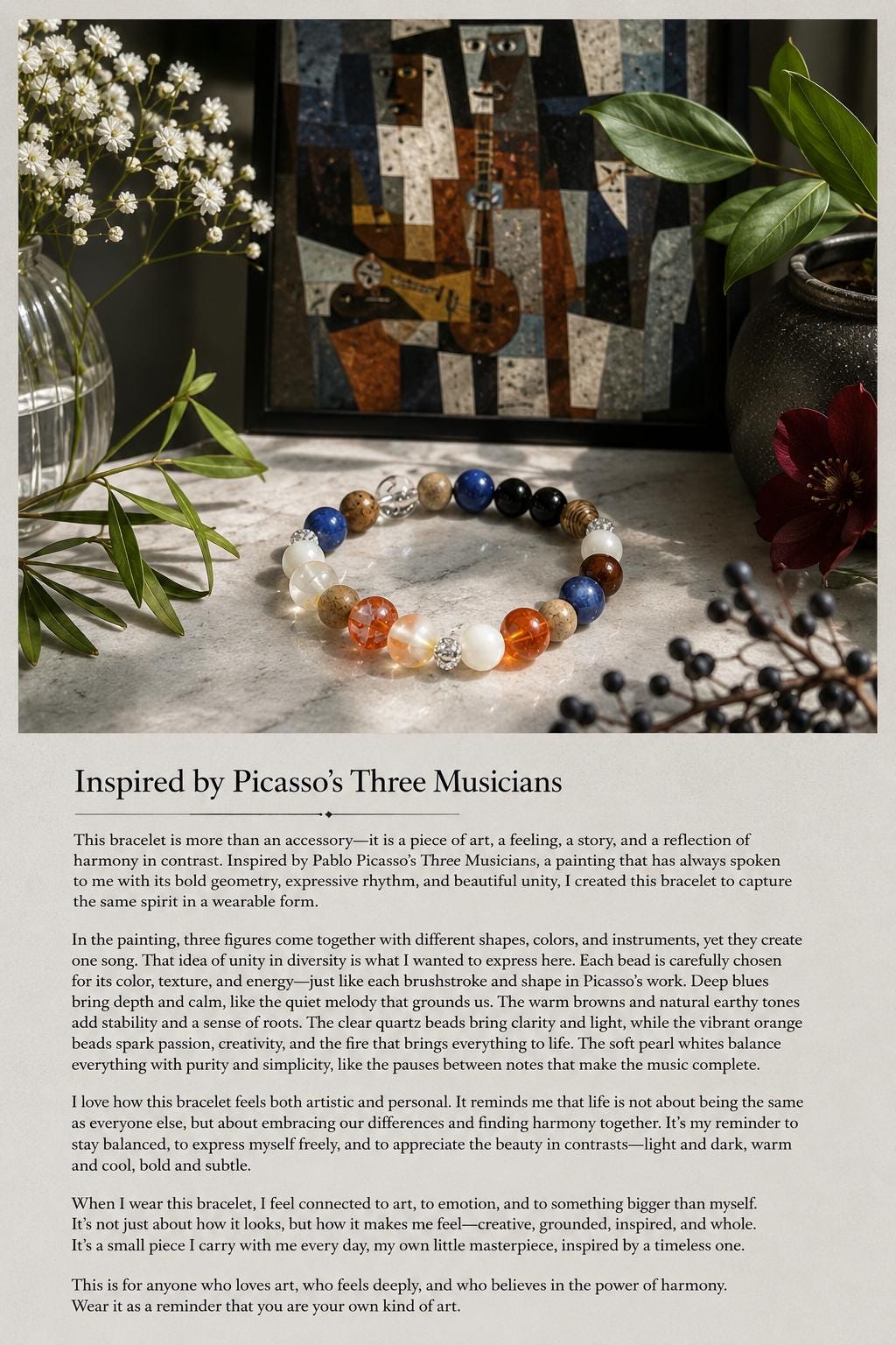 Colorful Recycled Glass Harmony Bracelet, Music-Inspired Jewelry