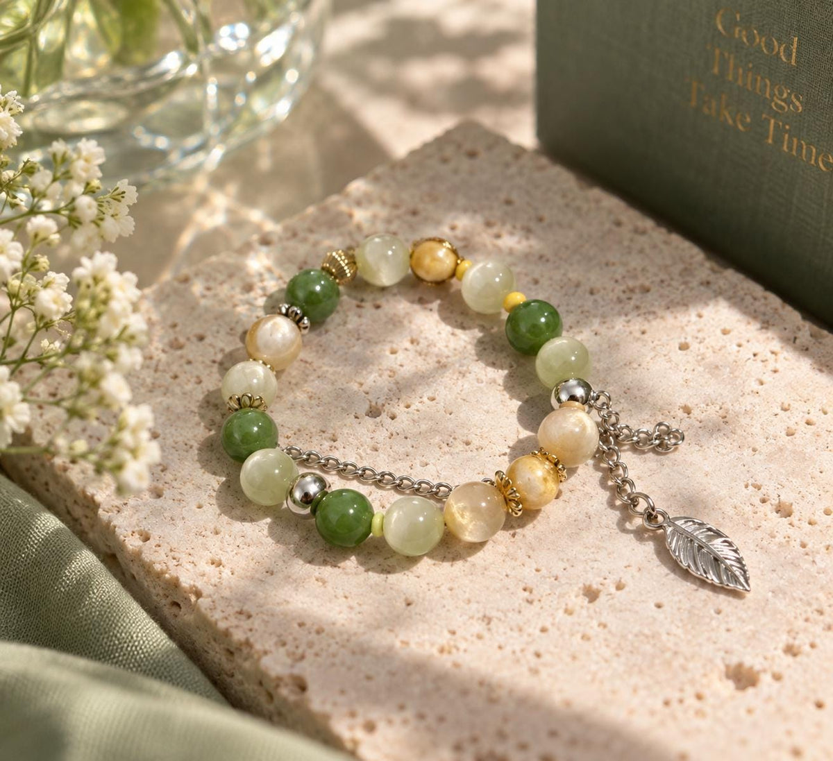 Leafy nature green bracelet