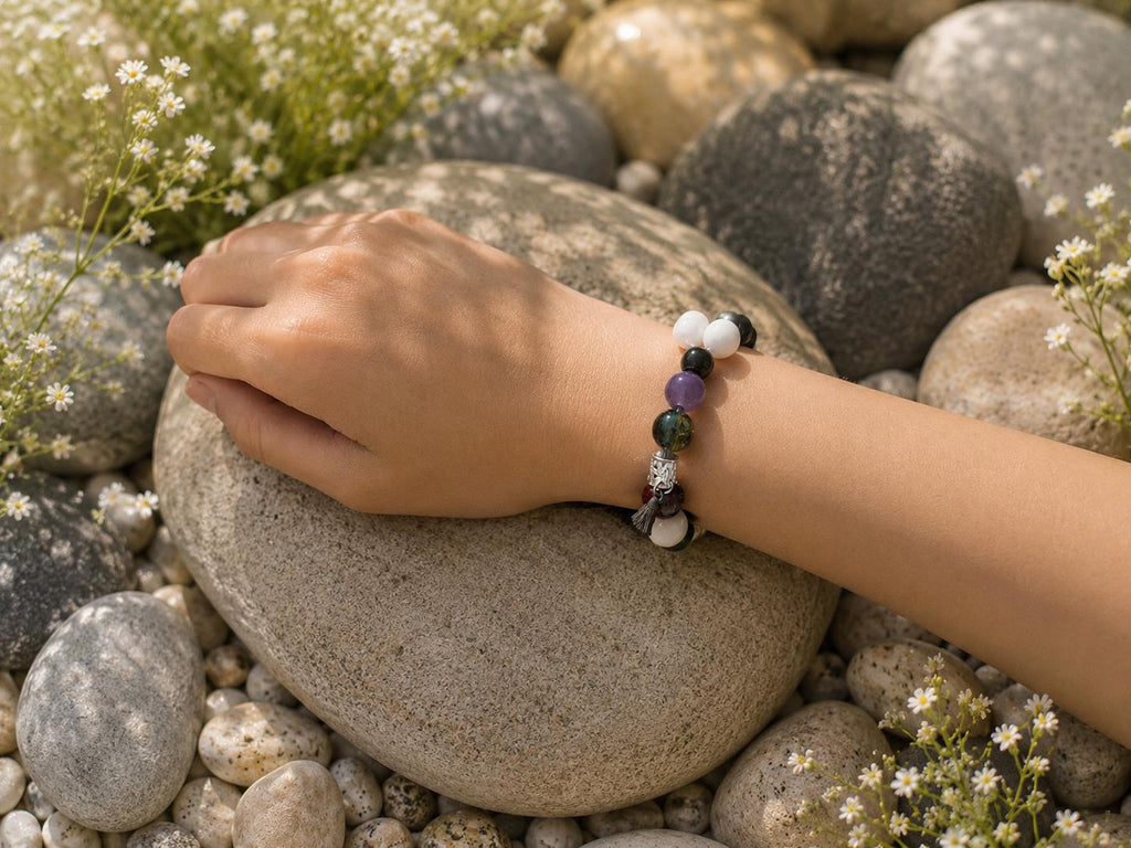 Recycled Glass Bead Bracelet, Meaningful Handmade Jewelry