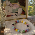 Colorful Recycled Glass Bracelet, Abstract Art-Inspired Beaded Jewelry