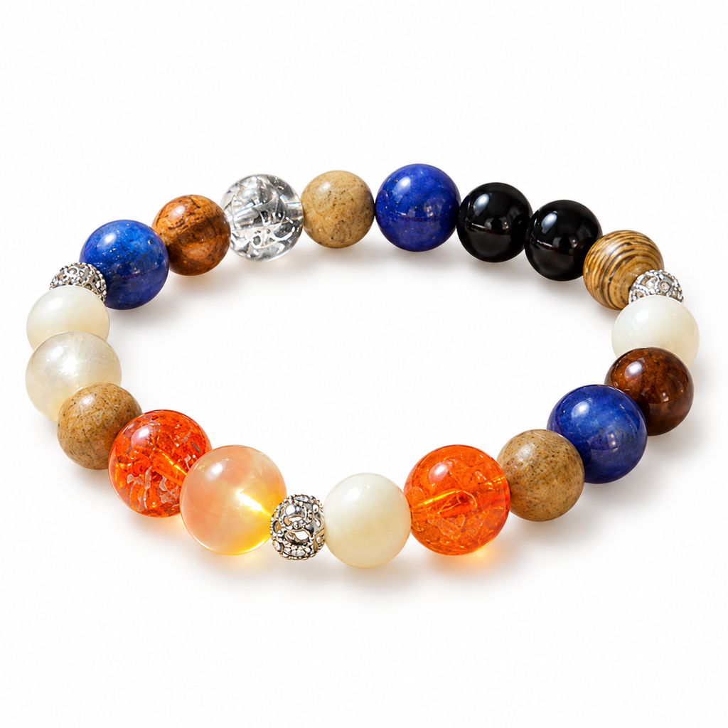 Colorful Recycled Glass Harmony Bracelet, Music-Inspired Jewelry — clean studio view on white background.