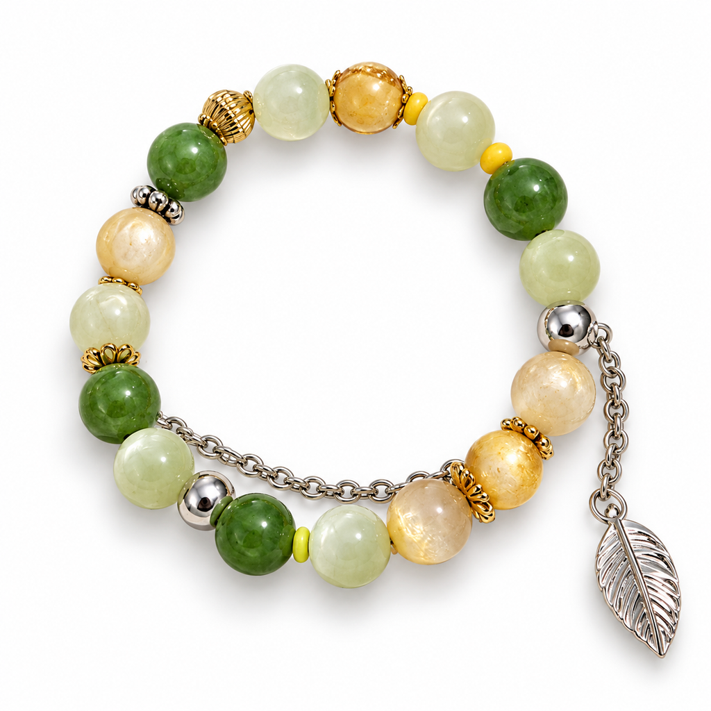 Leafy nature green bracelet — clean studio view on white background.